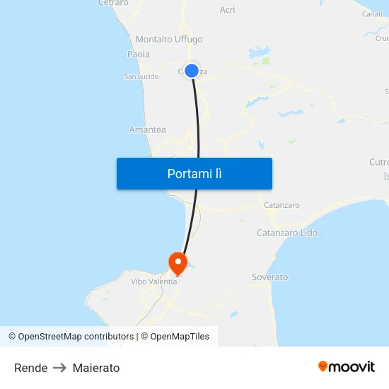 Rende to Maierato map
