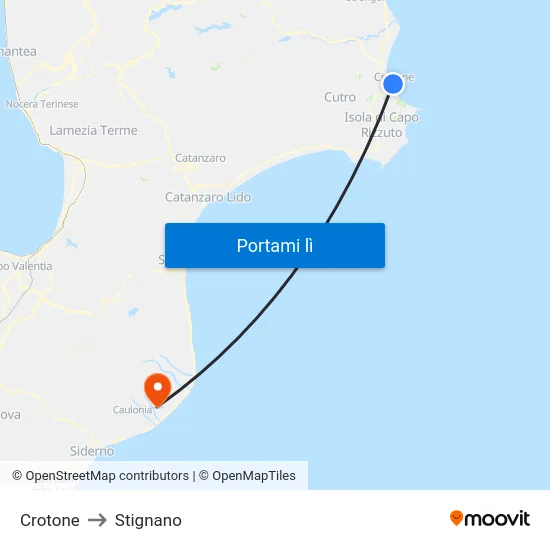Crotone to Stignano map