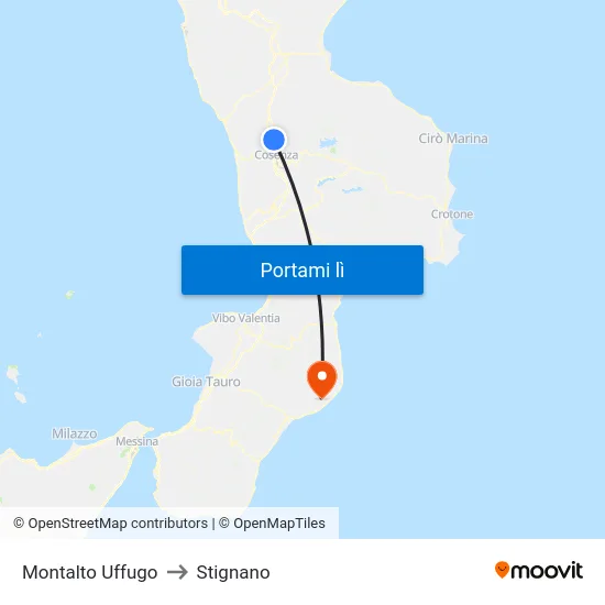 Montalto Uffugo to Stignano map