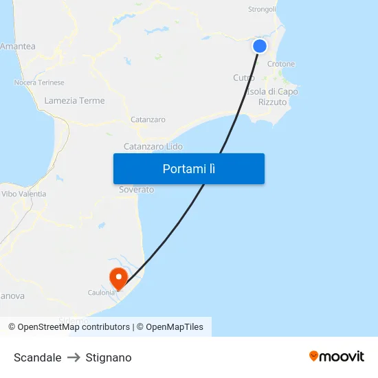 Scandale to Stignano map