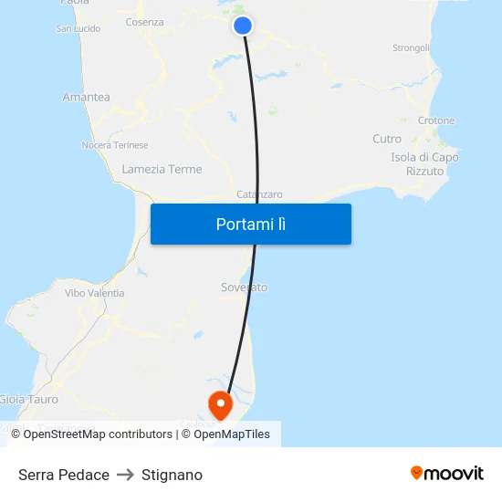 Serra Pedace to Stignano map