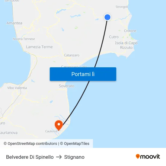 Belvedere Di Spinello to Stignano map