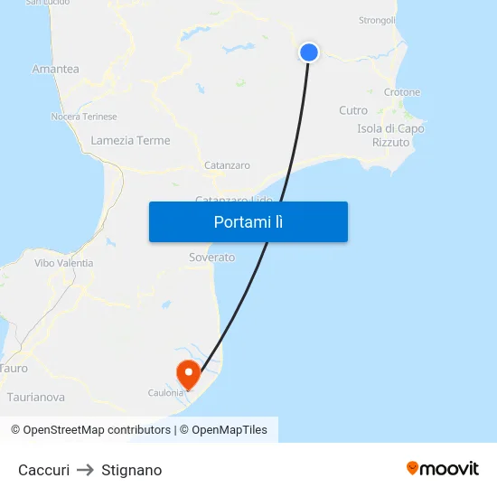 Caccuri to Stignano map