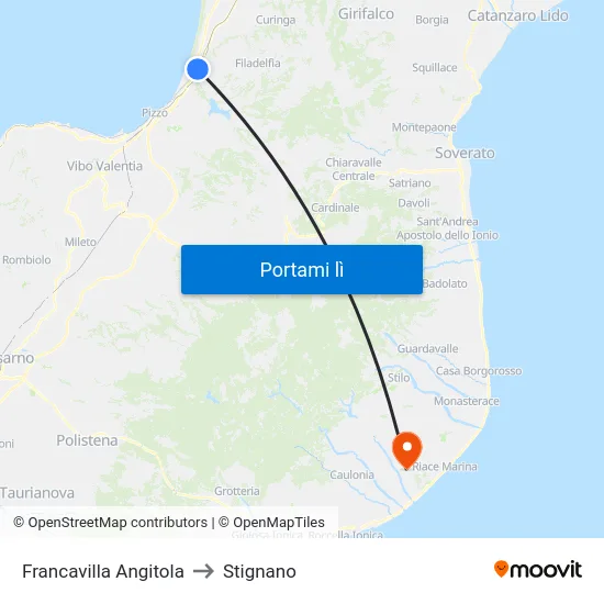 Francavilla Angitola to Stignano map