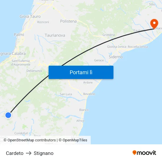 Cardeto to Stignano map