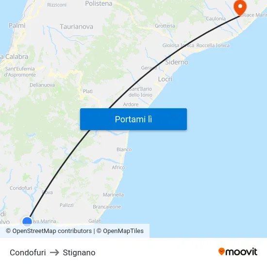 Condofuri to Stignano map