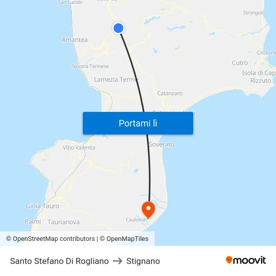 Santo Stefano Di Rogliano to Stignano map