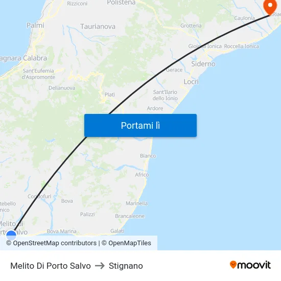 Melito Di Porto Salvo to Stignano map