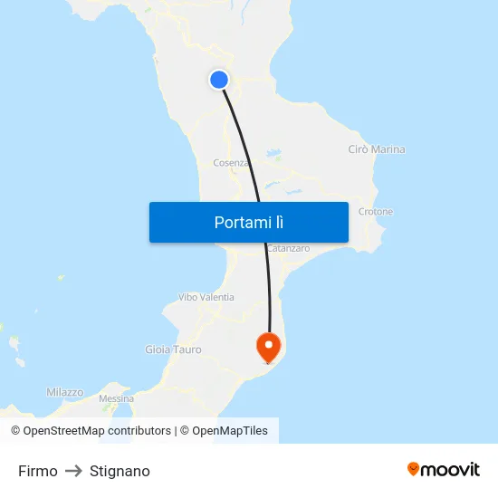 Firmo to Stignano map