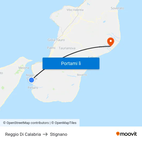 Reggio Di Calabria to Stignano map