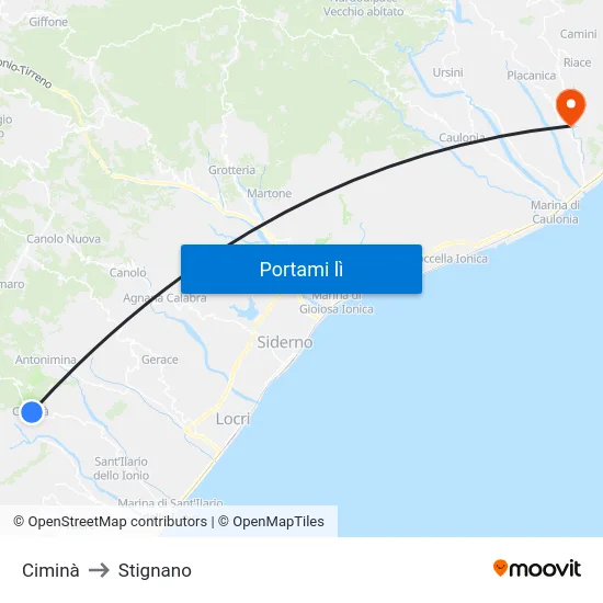Ciminà to Stignano map