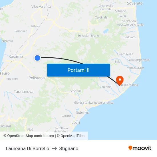 Laureana Di Borrello to Stignano map