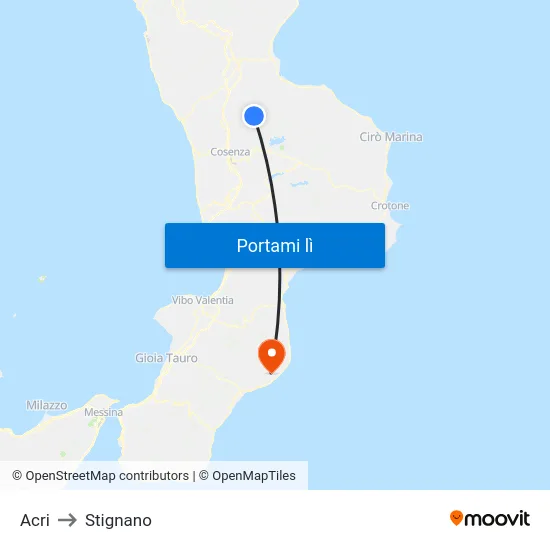 Acri to Stignano map