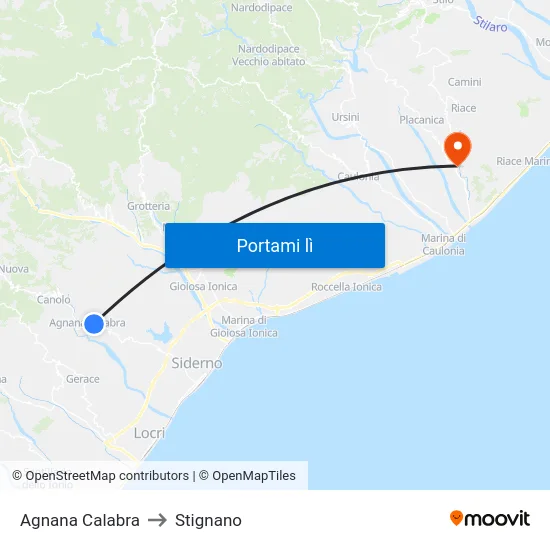 Agnana Calabra to Stignano map