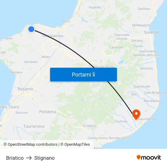 Briatico to Stignano map