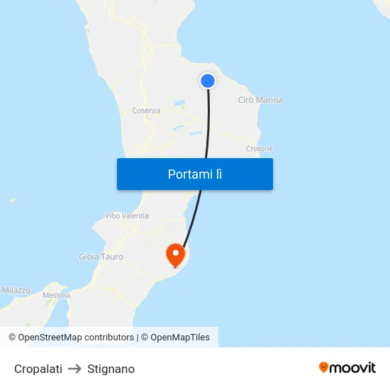 Cropalati to Stignano map