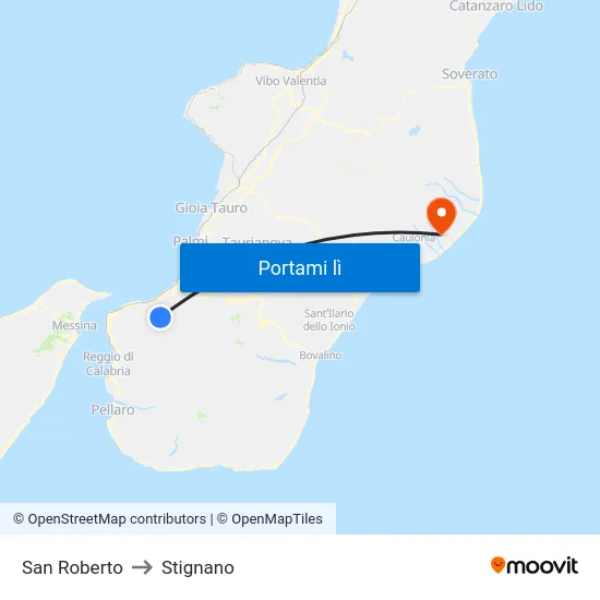 San Roberto to Stignano map