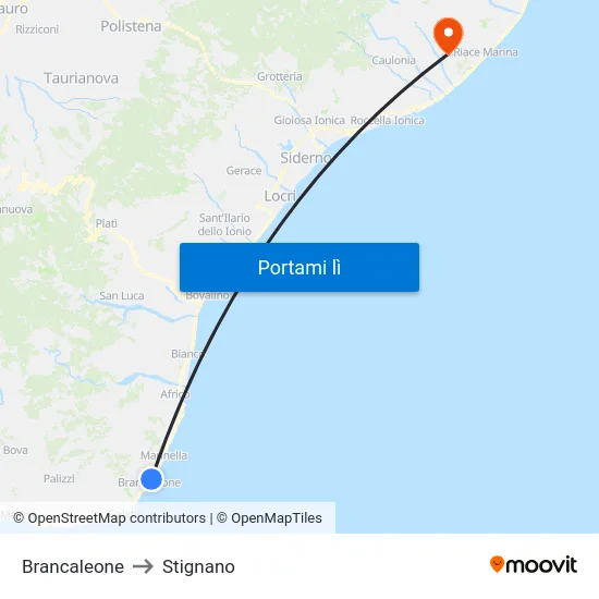 Brancaleone to Stignano map