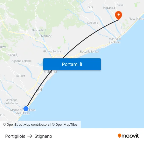 Portigliola to Stignano map