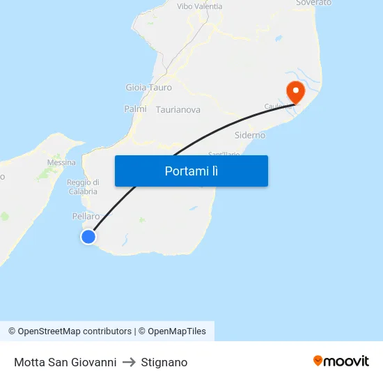 Motta San Giovanni to Stignano map