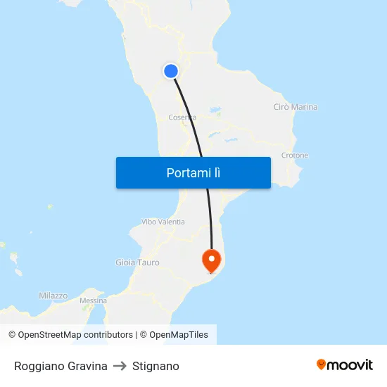 Roggiano Gravina to Stignano map