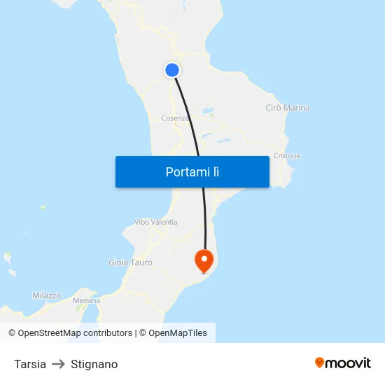 Tarsia to Stignano map