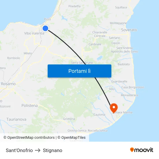 Sant'Onofrio to Stignano map