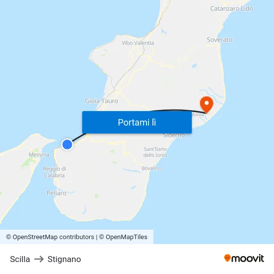 Scilla to Stignano map
