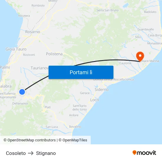 Cosoleto to Stignano map