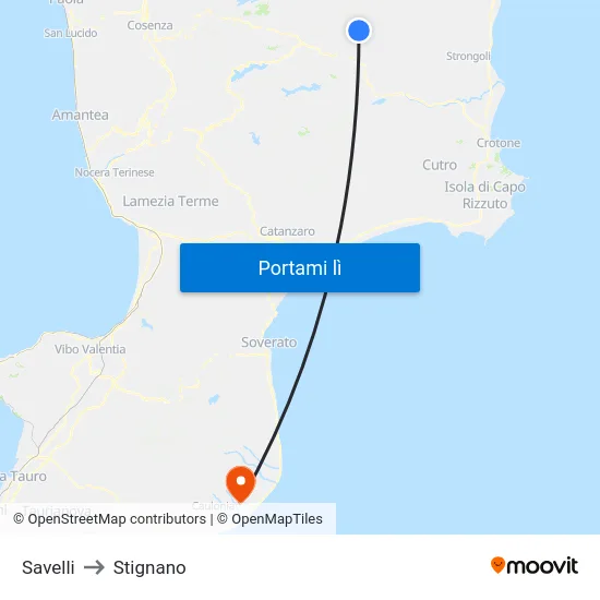 Savelli to Stignano map
