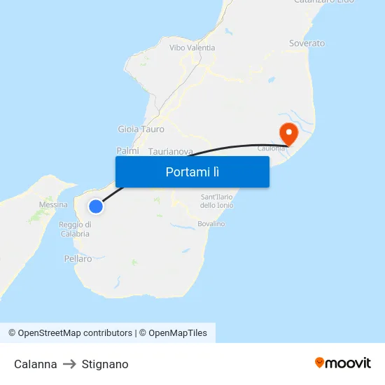 Calanna to Stignano map