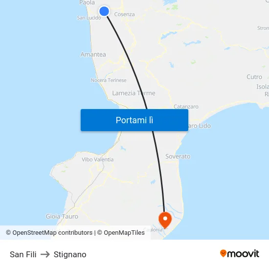 San Fili to Stignano map