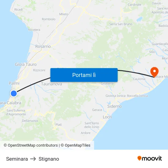 Seminara to Stignano map
