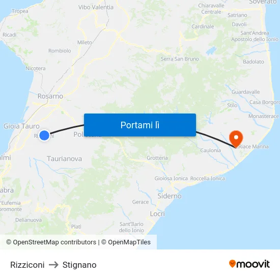 Rizziconi to Stignano map
