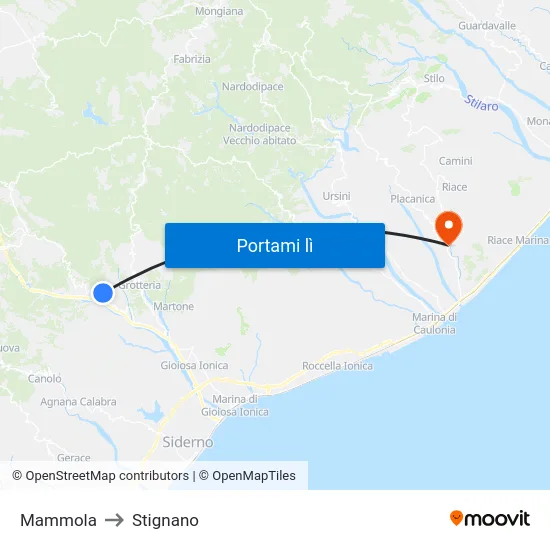 Mammola to Stignano map