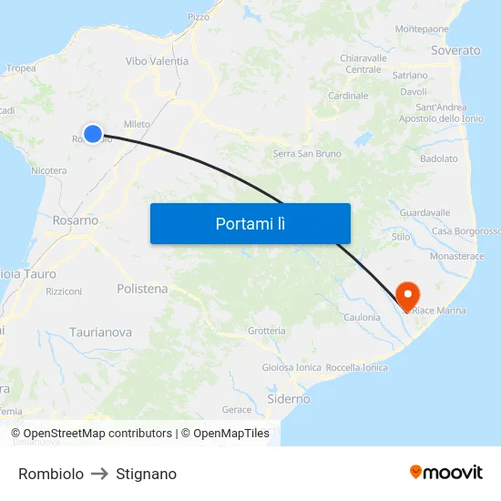 Rombiolo to Stignano map