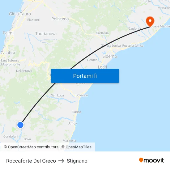 Roccaforte Del Greco to Stignano map