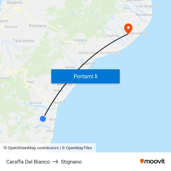Caraffa Del Bianco to Stignano map