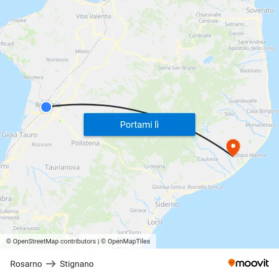 Rosarno to Stignano map