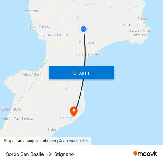 Sorbo San Basile to Stignano map