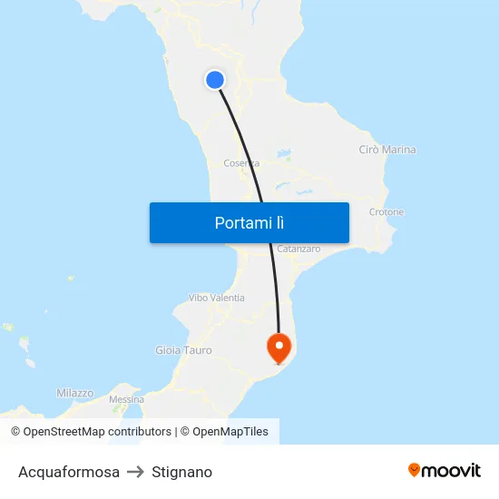 Acquaformosa to Stignano map