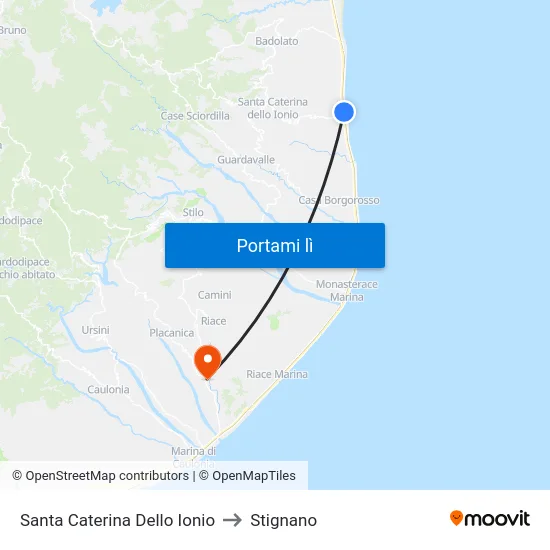 Santa Caterina Dello Ionio to Stignano map
