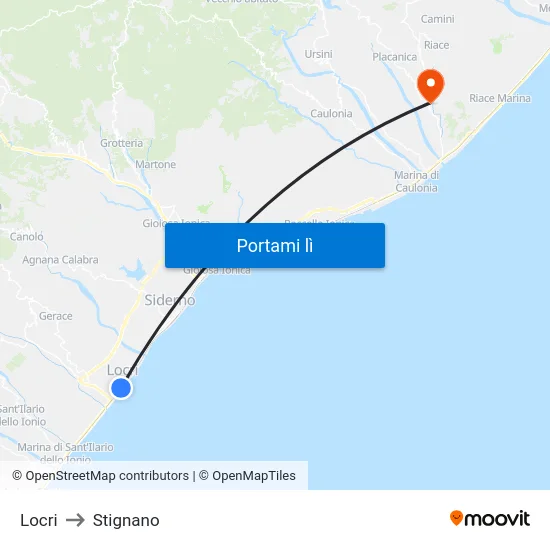 Locri to Stignano map
