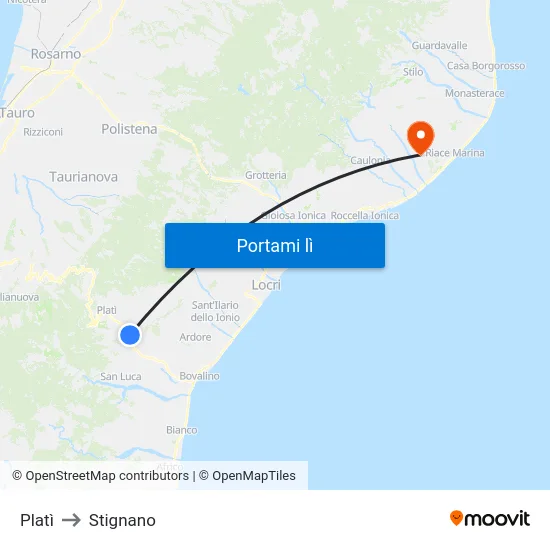 Platì to Stignano map