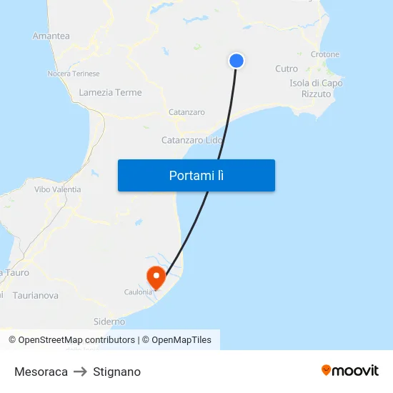 Mesoraca to Stignano map