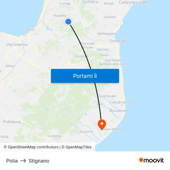 Polia to Stignano map