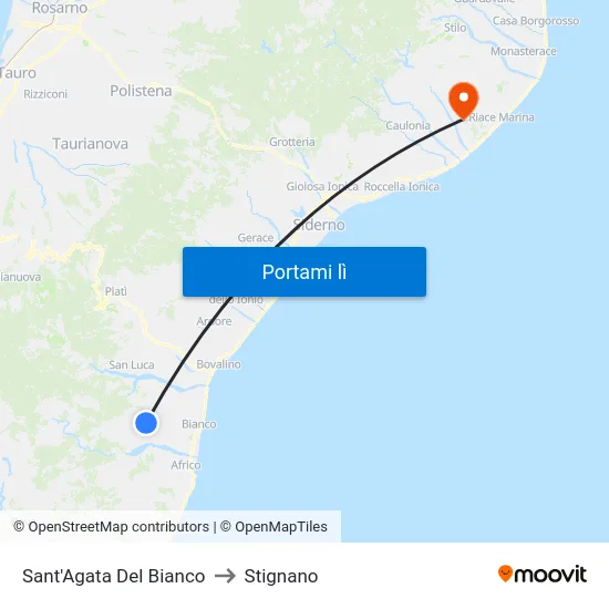 Sant'Agata Del Bianco to Stignano map