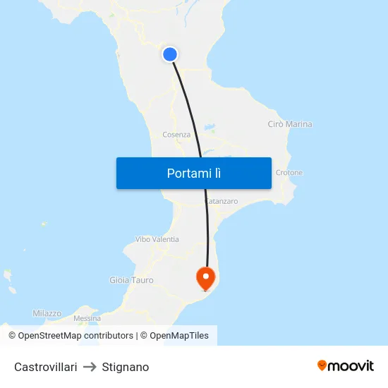 Castrovillari to Stignano map