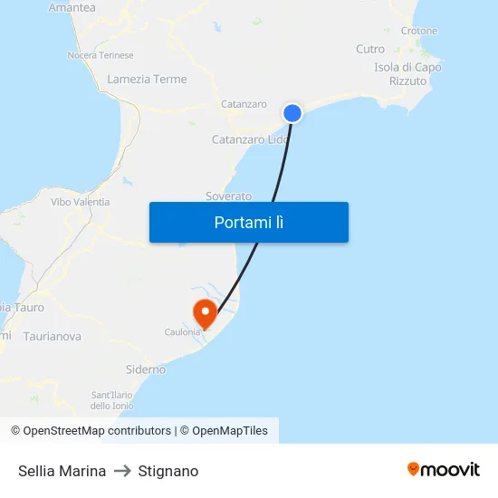 Sellia Marina to Stignano map