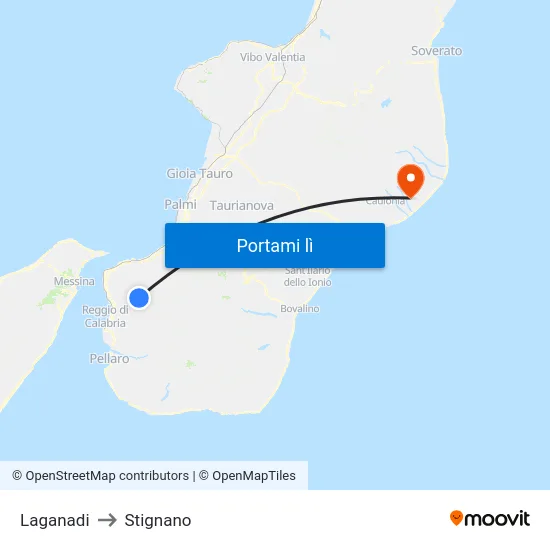 Laganadi to Stignano map
